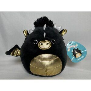 Original Squishmallows Luxmen Dragon 7.5” Plush Black with Gold Belly Wings Ears